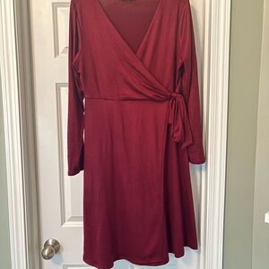 Maternity Long Sleeve Burgundy Dress